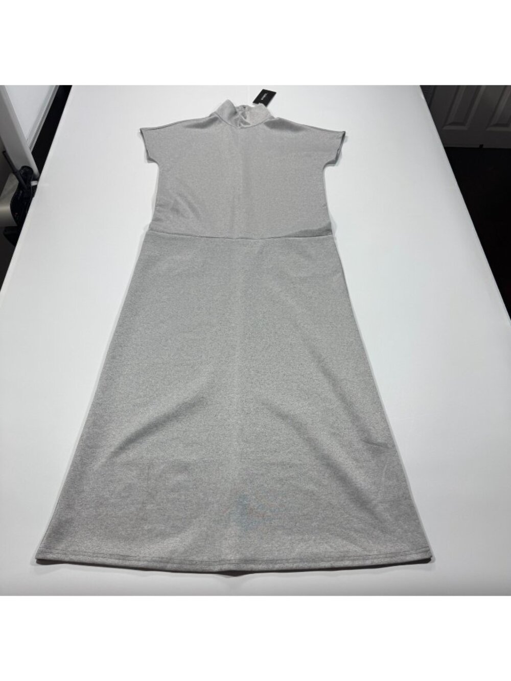 Uoozee Dress Womens M Gray Polyester Maxi High Neck Split-Joint Business Stretch